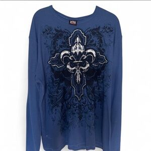 Men's Long Sleeve Graphic Thermal Tee - Blue